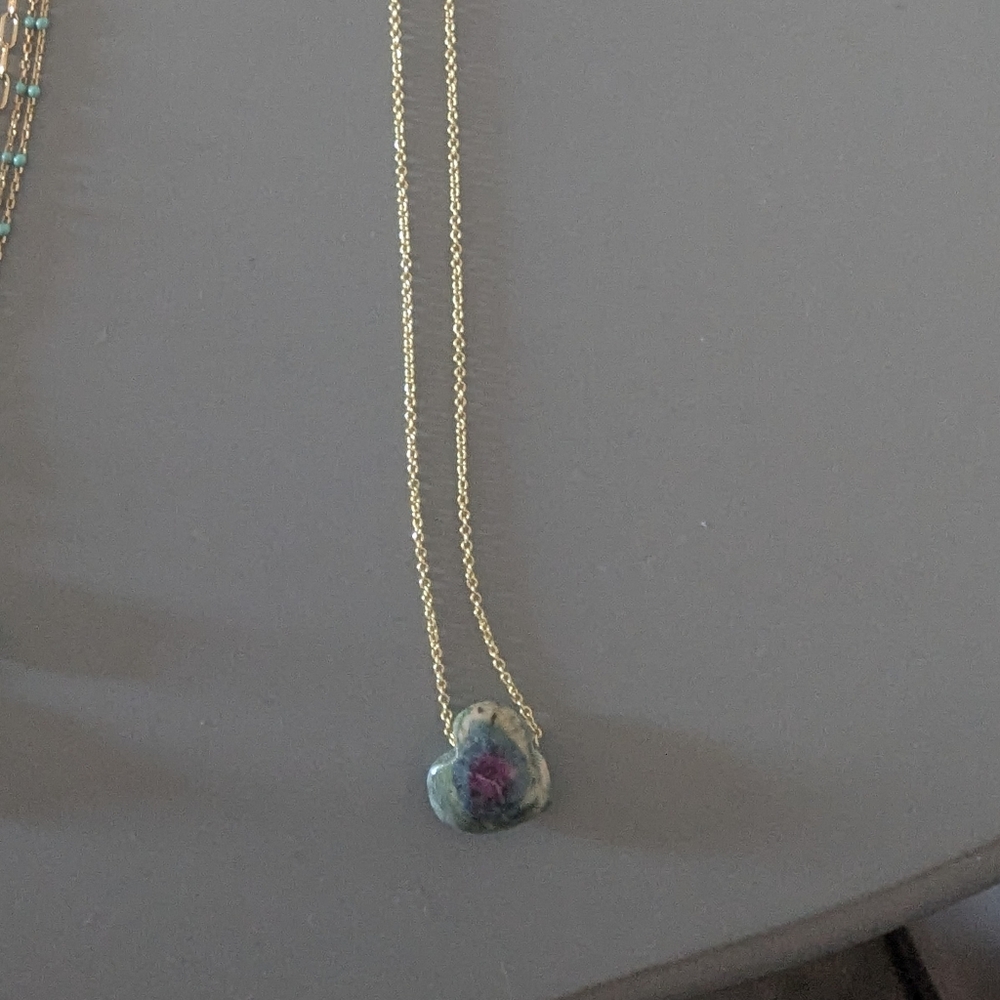 Bauble Bar Ruby Fuchsite Heart Necklace
